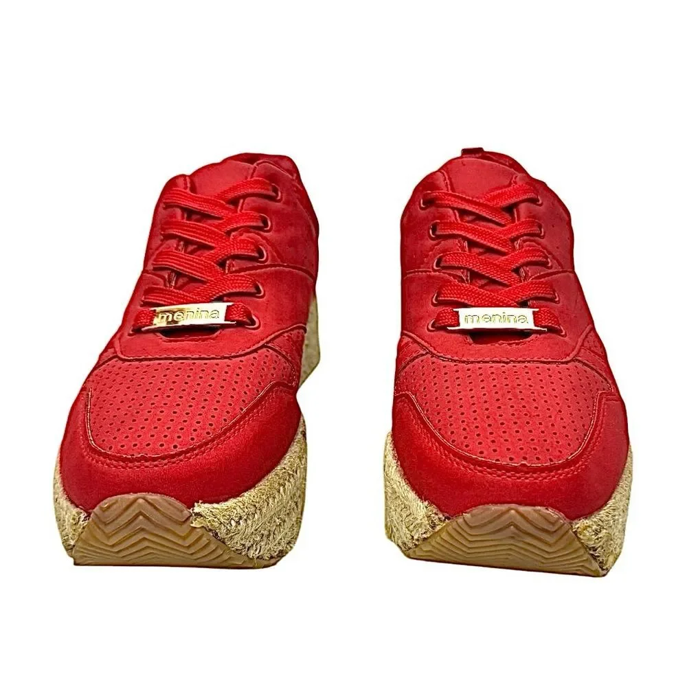 Menina Womens Roma 4 Lace Up Low Top Solid Platform Cork Size 9 Wedge Shoes